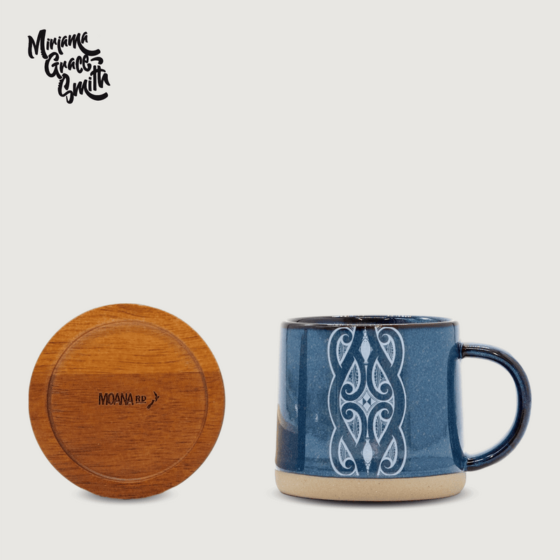 Moana Road - Miriama Grace-Smith Ceramic Espresso Mug - Navy
