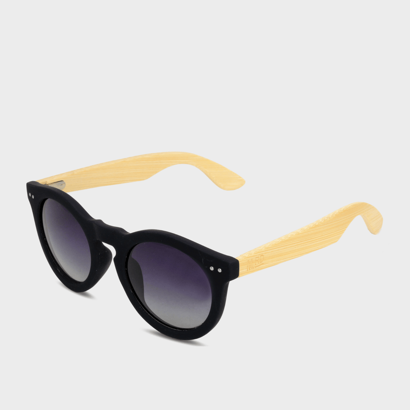 Moana Rd Grace Kelly sunglasses - Black frames with bamboo arms and dark lenses