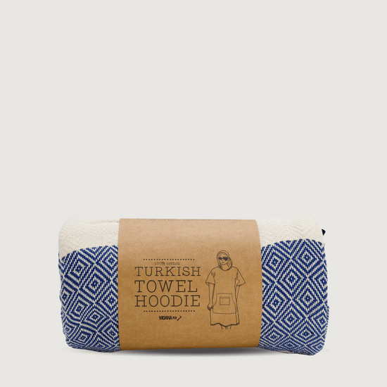 Moana Road - Turkish Towel Hoodie - Blue & White