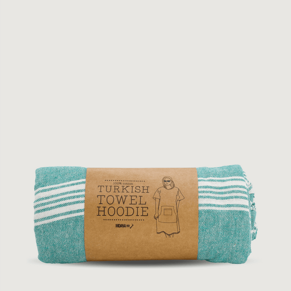 Turkish Towel Hoodie - Aqua Striped