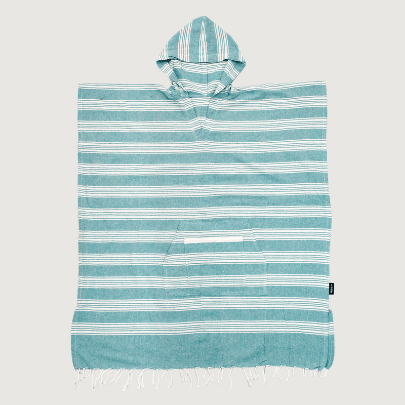 Turkish Towel Hoodie - Aqua Striped