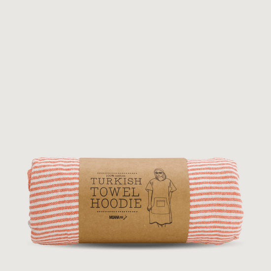 Moana Road - Turkish Towel Hoodie - Pink & Orange Striped