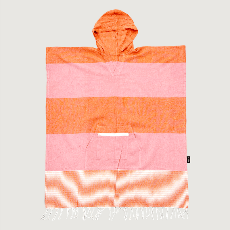 Moana Road - Turkish Towel Hoodie - Pink & Orange Striped