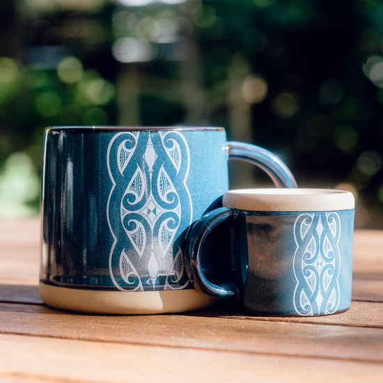 Moana Road - Miriama Grace-Smith Ceramic Espresso Mug - Navy