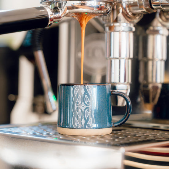 Moana Road - Miriama Grace-Smith Ceramic Espresso Mug - Navy