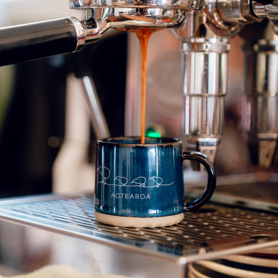 Moana Road - Kiwi Ceramic Espresso Mug - Navy