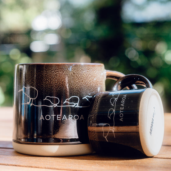 Moana Road - Kiwi Ceramic Espresso Mug - Black