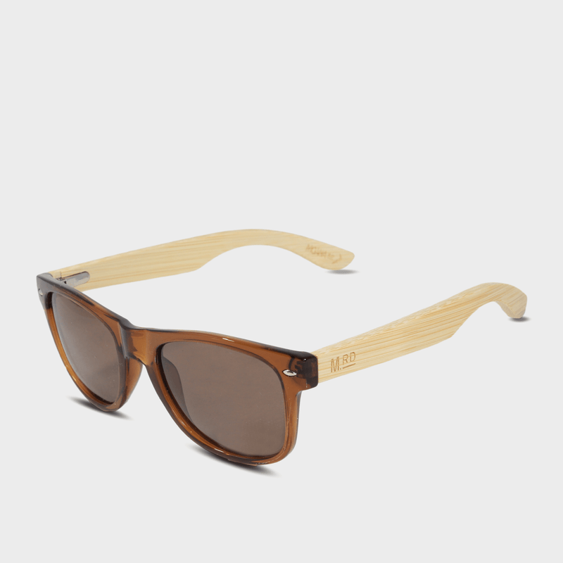 Moana Rd 50/50s- Brown transparent frames with bamboo arms and brown polarized lenses