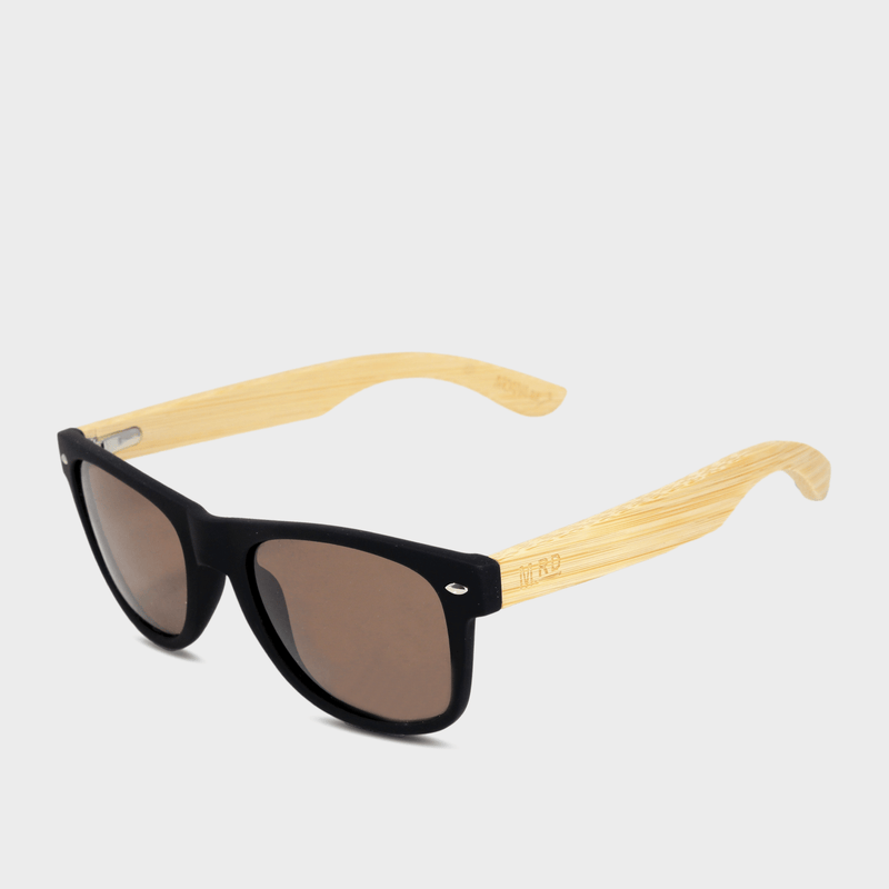 Moana Rd 50/50s- Black frames with bamboo arms and brown polarized lenses