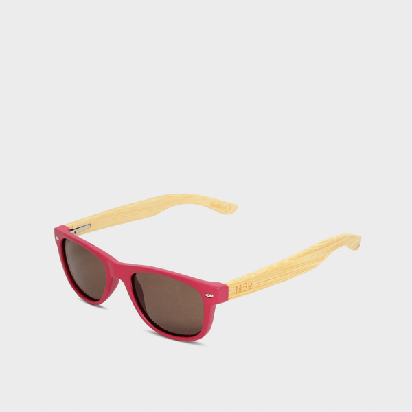 Moana Rd kids 50/50s sunglasses - Pink frames with bamboo arms with brown polarized lenses