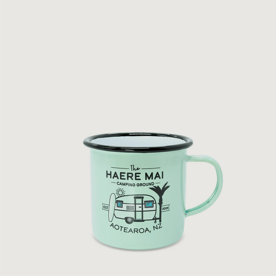 Moana Road Haere Mai - enamel mug