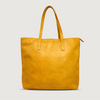 Moana Road Khandallah tote bag. Mustard vegan leather with patterned interior lining