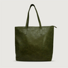 Moana Road Khandallah tote bag. Olive vegan leather with patterned interior lining