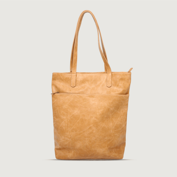 Moana Road Fendalton tote bag. Tan vegan leather with patterned interior lining