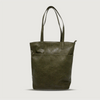 Moana Road Fendalton tote bag. Olive vegan leather with patterned interior lining