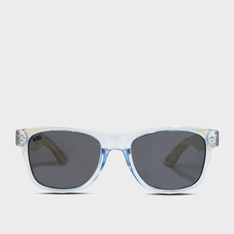 Moana Rd 50/50s- Transparent ice-blue frames with wooden arms sunglasses